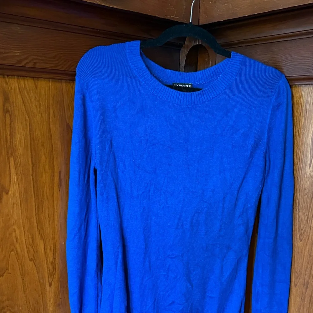 Express Vibrant Blue Knit Longline Sweater - Picture 4 of 4